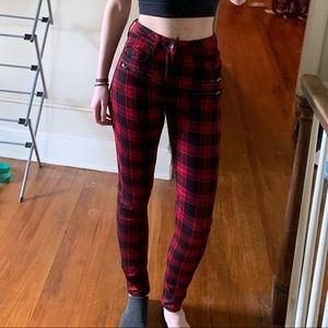 Punk Plaid Skinny Jeans